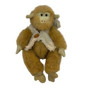 Ty Morgan‎ The Monkey 1993 Brown Fur Button Detail Stuffed Animal Jointed Limbs
